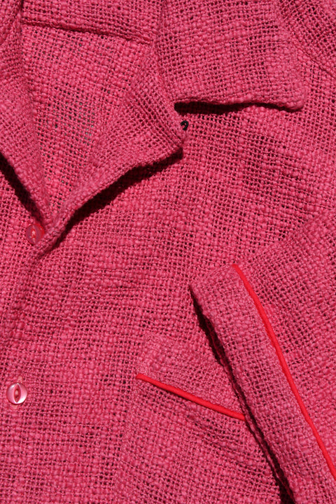 Pink slub woven pocket shirt