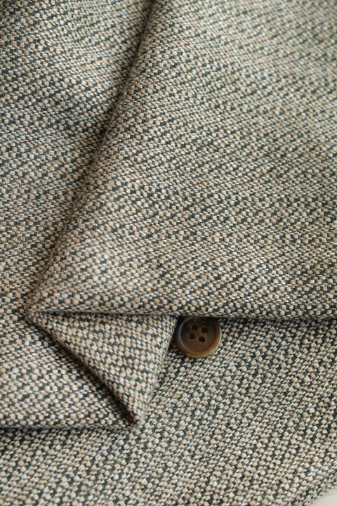 Beige and green tonal woven wool - TS033
