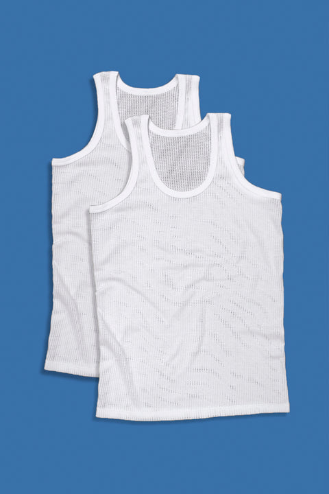 White perforated vest / undershirt / tank (2pcs)