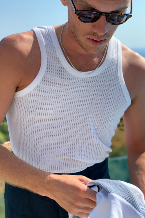 White perforated vest / undershirt / tank (2pcs)