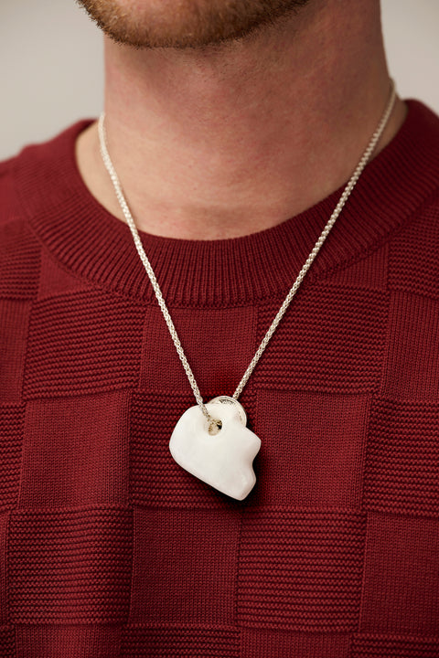 Silver Lucky Coin necklace with Stone pendant (A5)