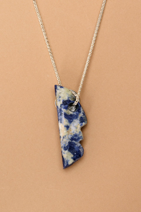 Silver Lucky Coin necklace with Stone pendant (B2)