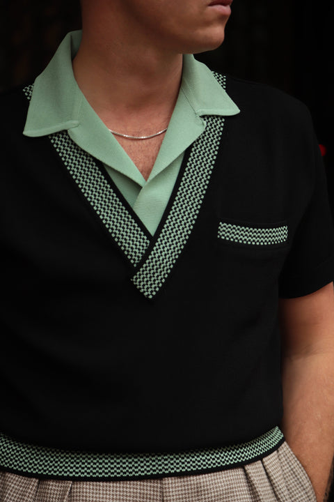 Black and jade Checker polo