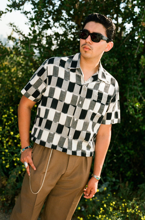 Black and white blurred checker shirt (LAST 2)