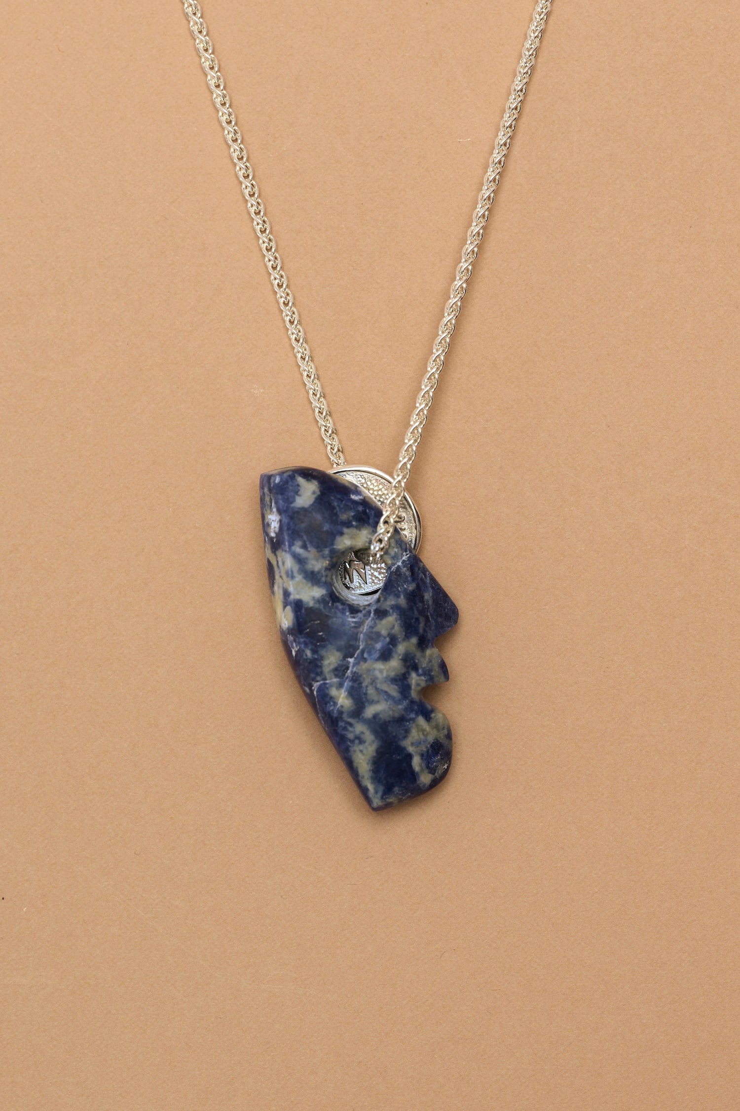 Silver lucky coin necklace with stone pendant (B1) – Scott Fraser