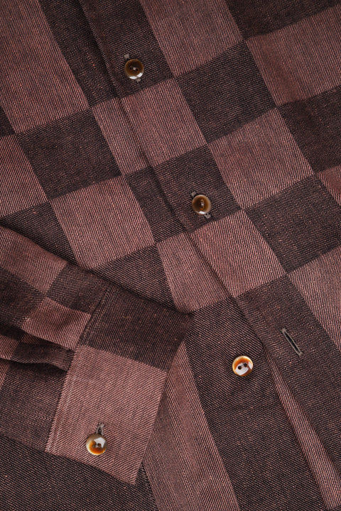 Brown tonal checker pocket shirt