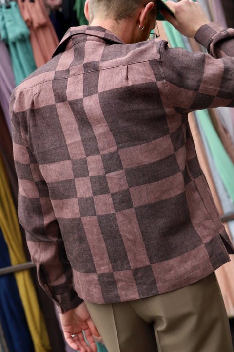 Brown tonal checker pocket shirt