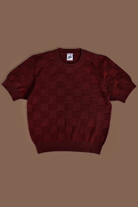 Burgundy Checker Chet knit T (LIMITED EDITION)