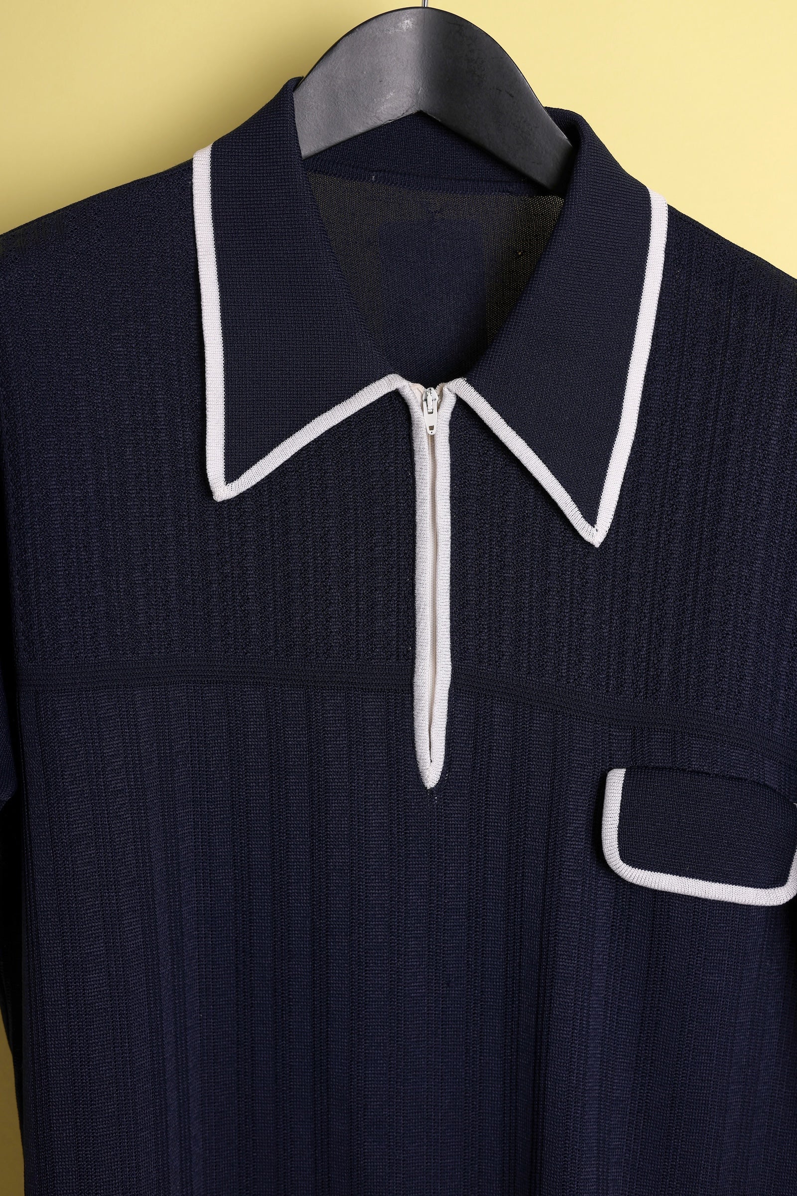Navy Zip-Up Polo