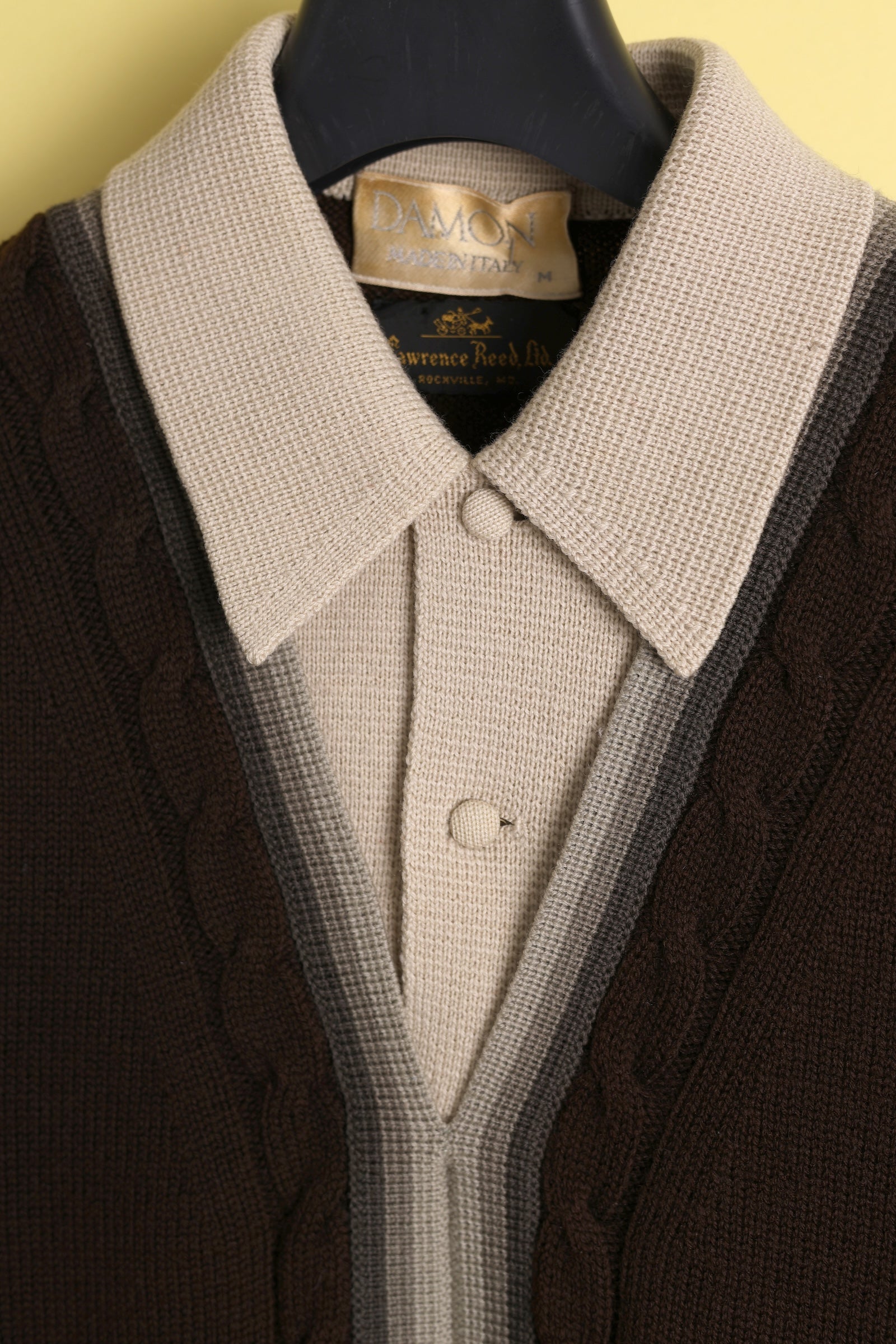 Chocolate brown Layered V-Neck Italian Knit Shirt