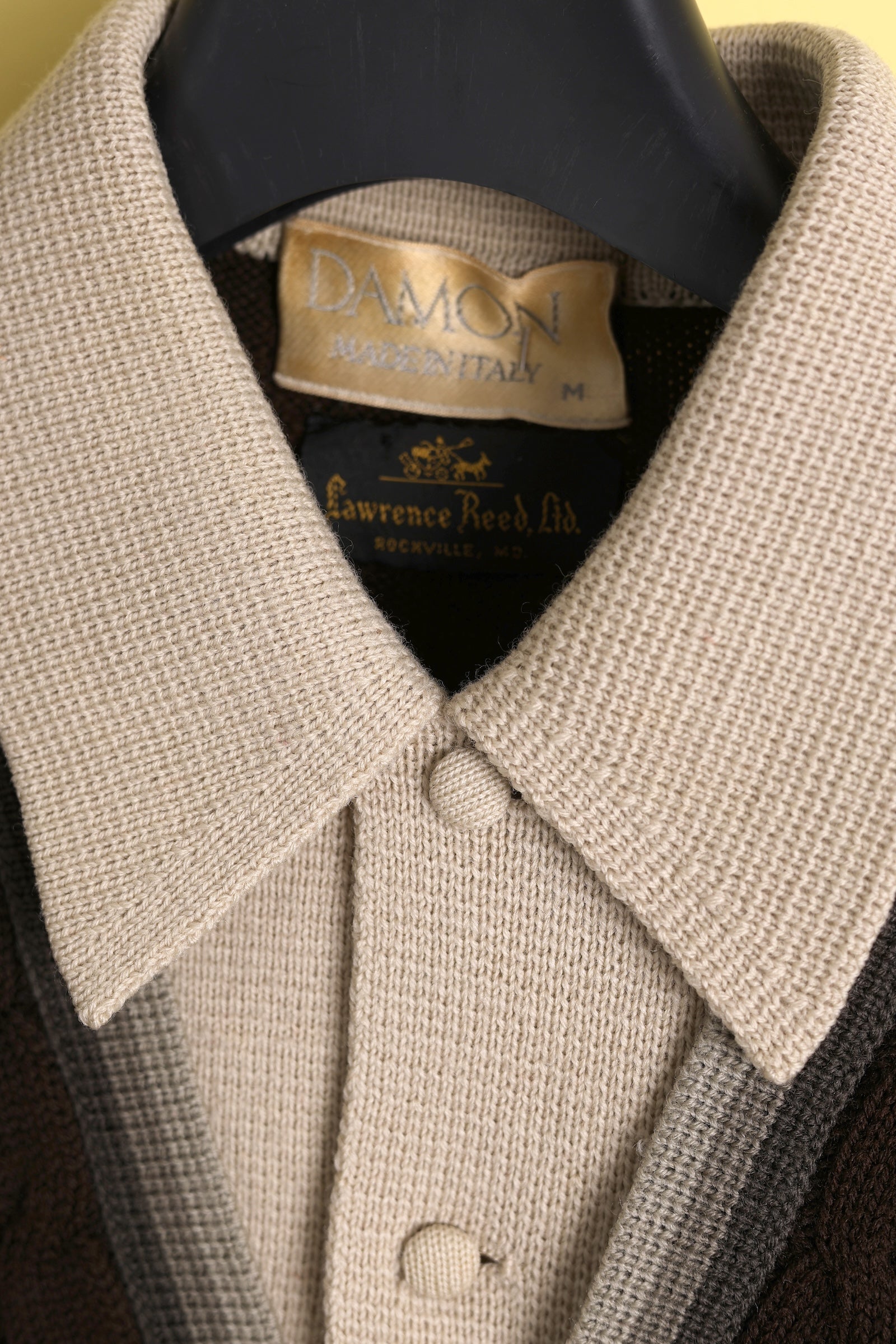 Chocolate brown Layered V-Neck Italian Knit Shirt