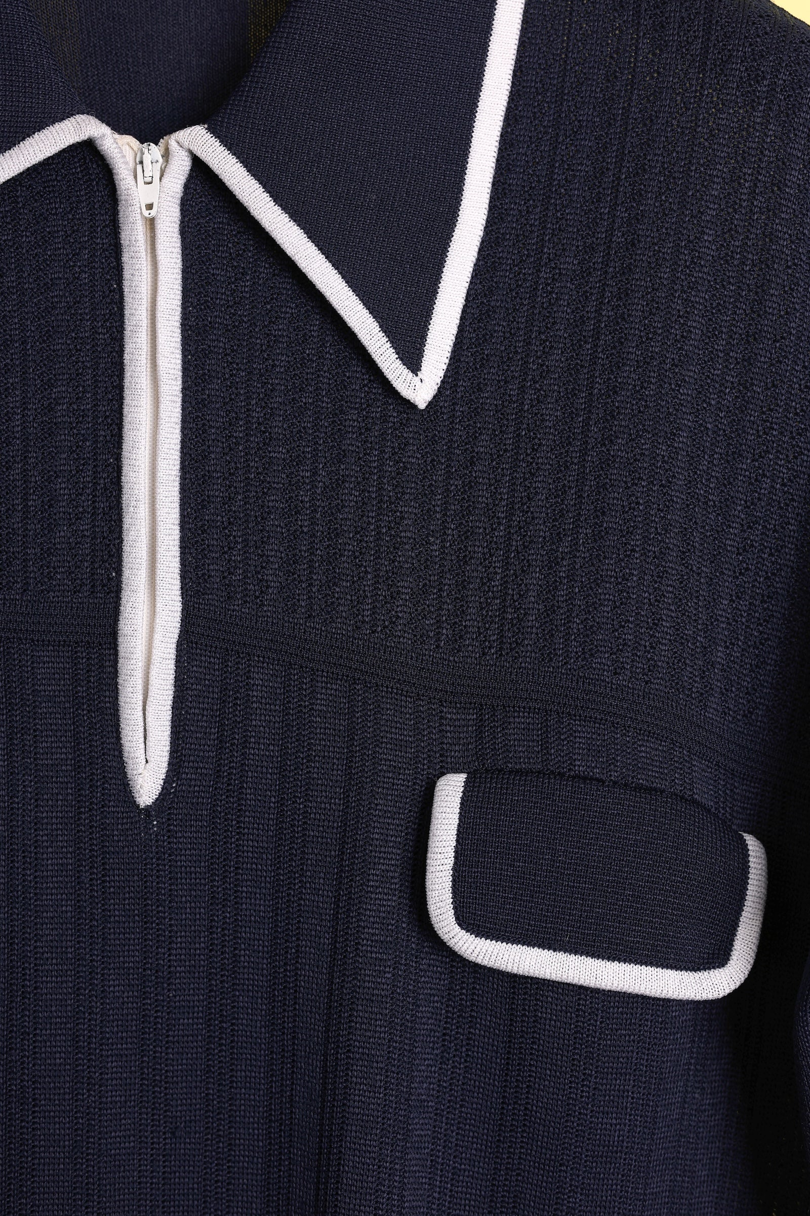 Navy Zip-Up Polo