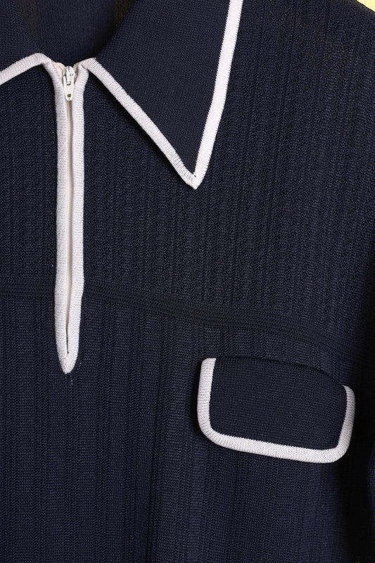Navy Zip-Up Polo