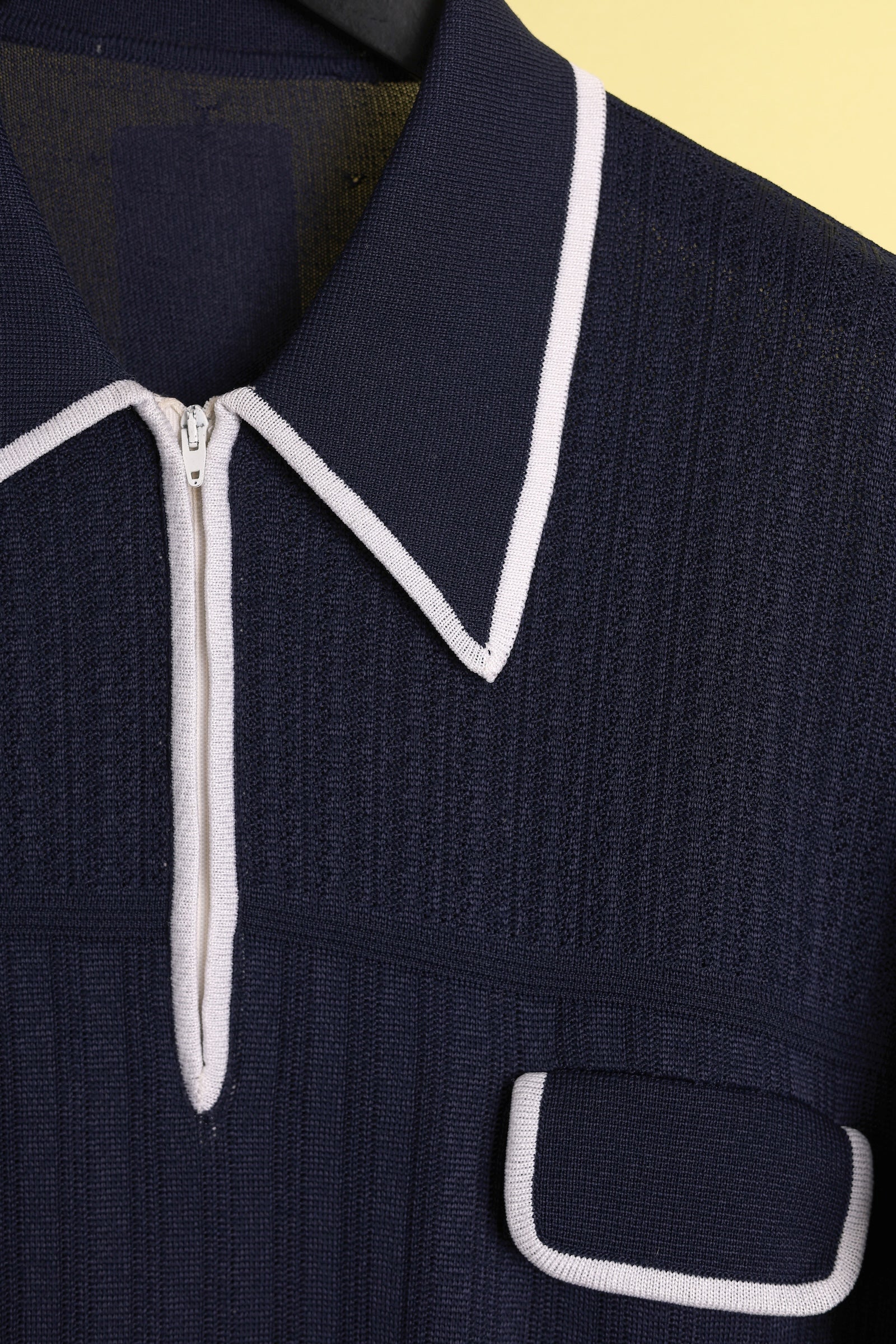 Navy Zip-Up Polo