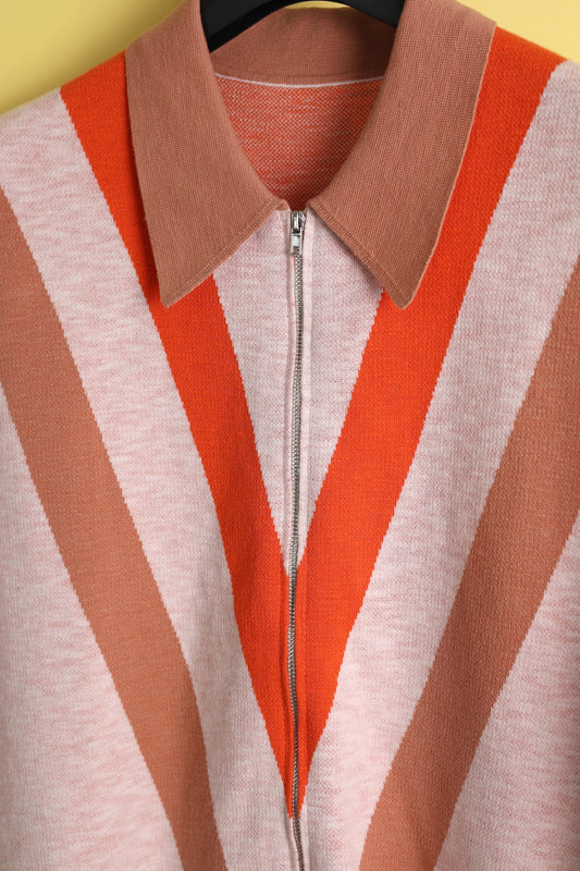 SFC V-Stripe Zip-Up Knit Shirt