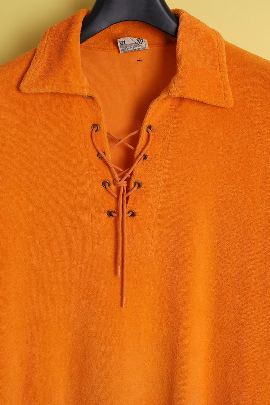 Lace-up Terry Polo Shirt
