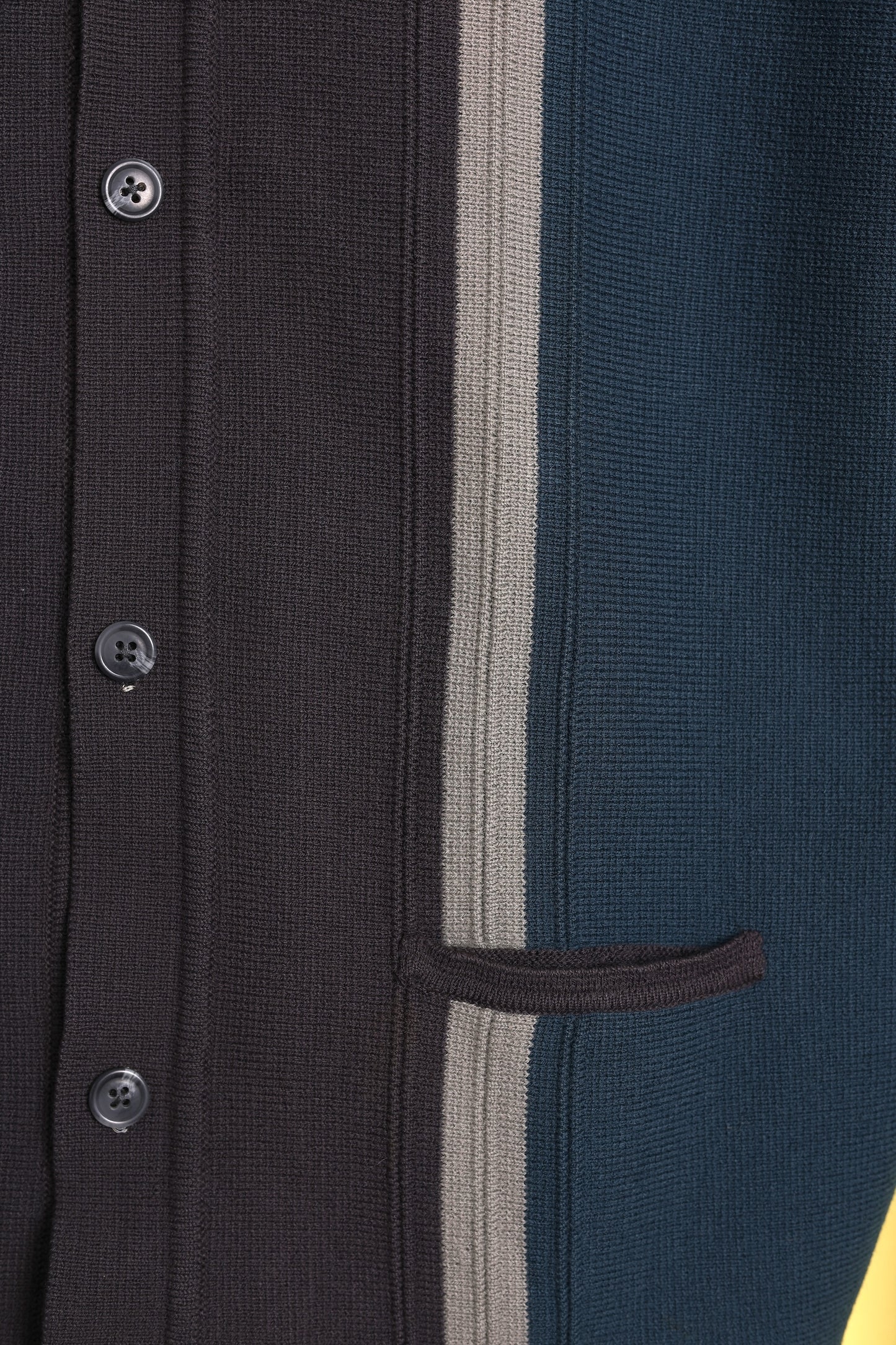Grey / blue stripe panel knit shirt