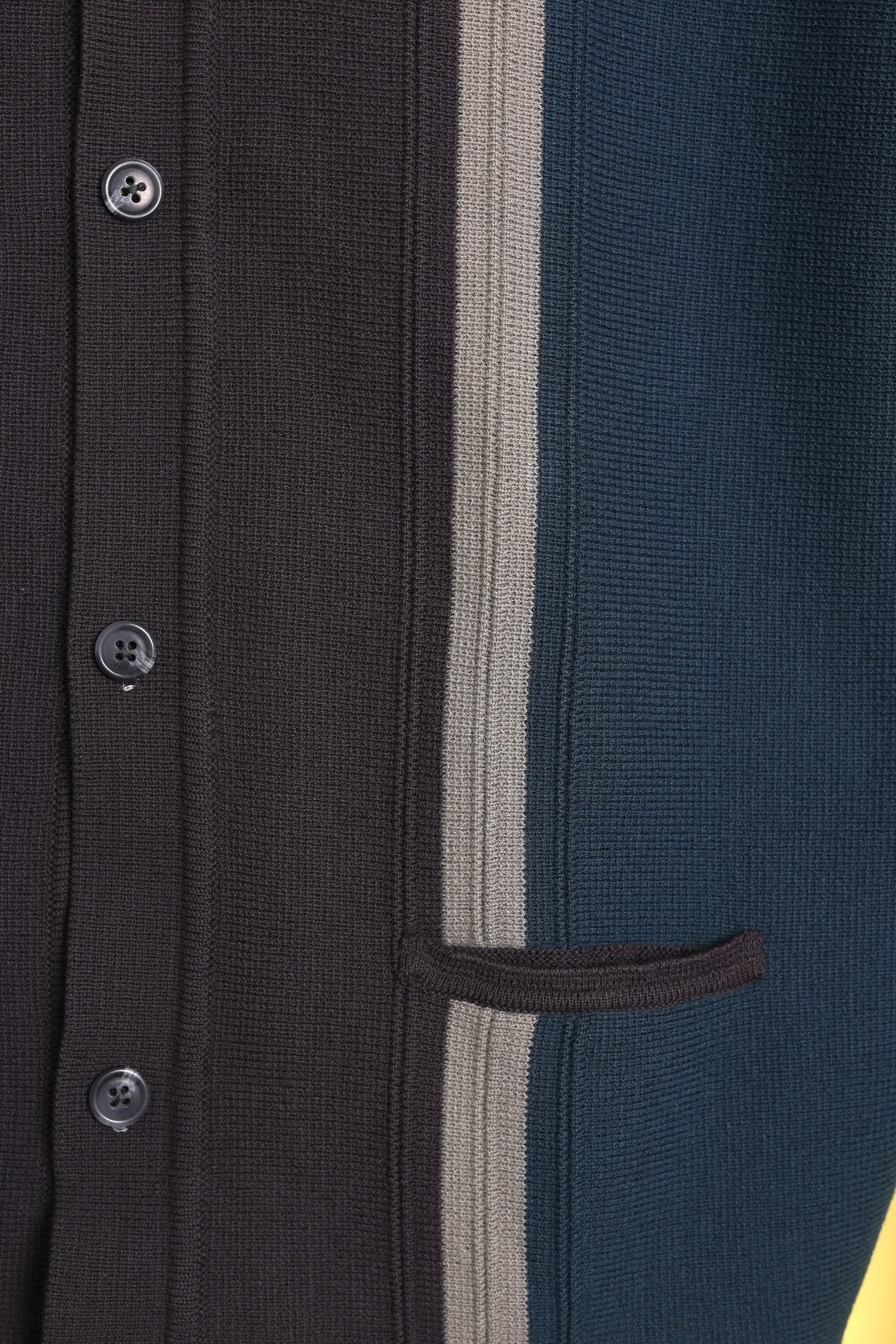 Grey / blue stripe panel knit shirt