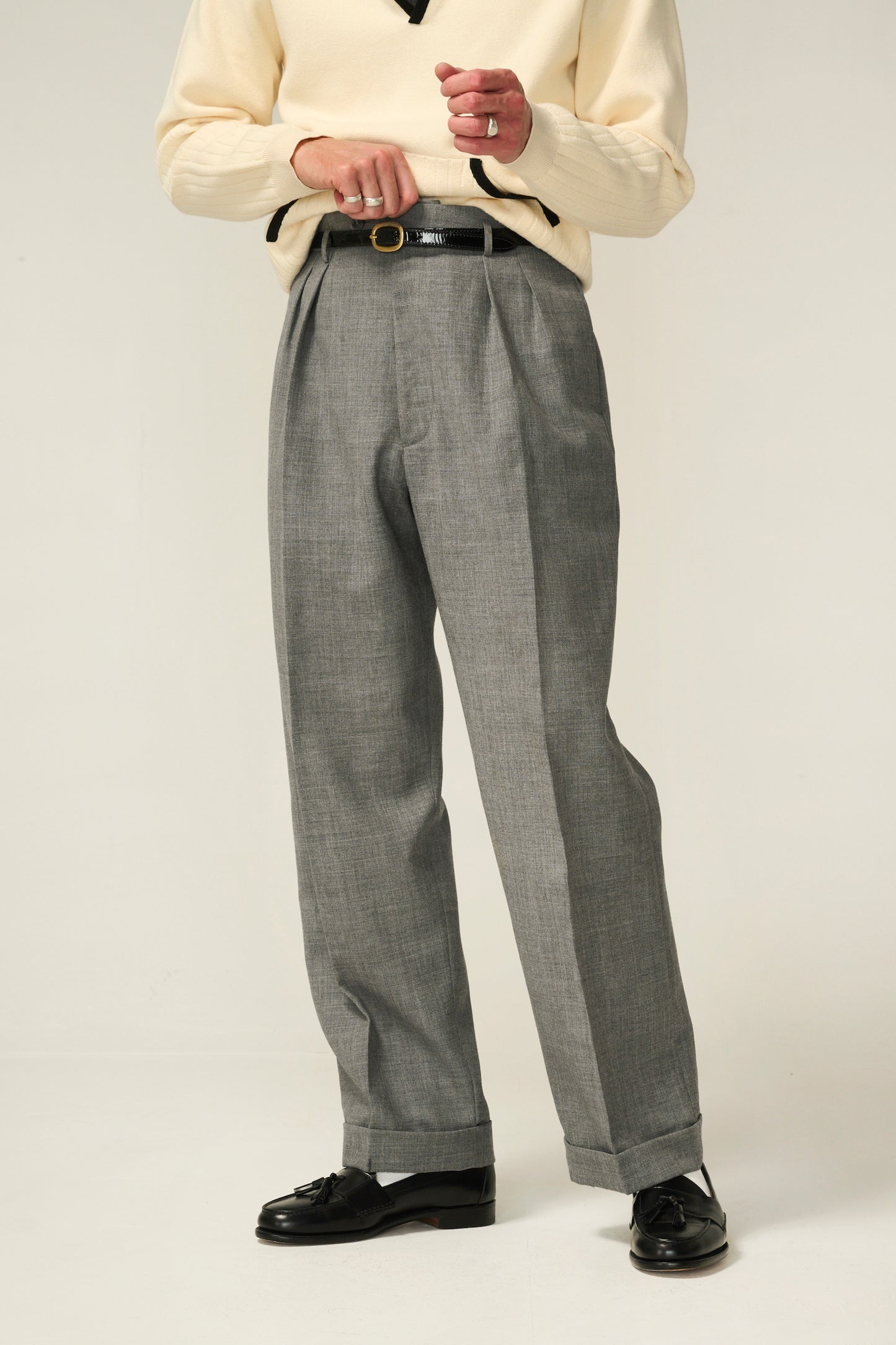 FABRIC OPTION - CARY LT GREY HOPSACK WOOL 