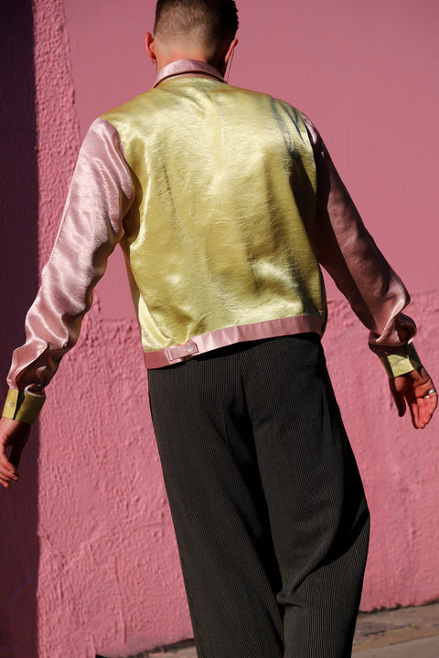 Yellow and pink crushed satin Jac shirt