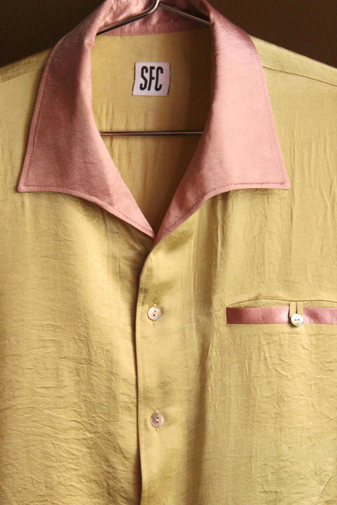 Yellow and pink crushed satin Jac shirt
