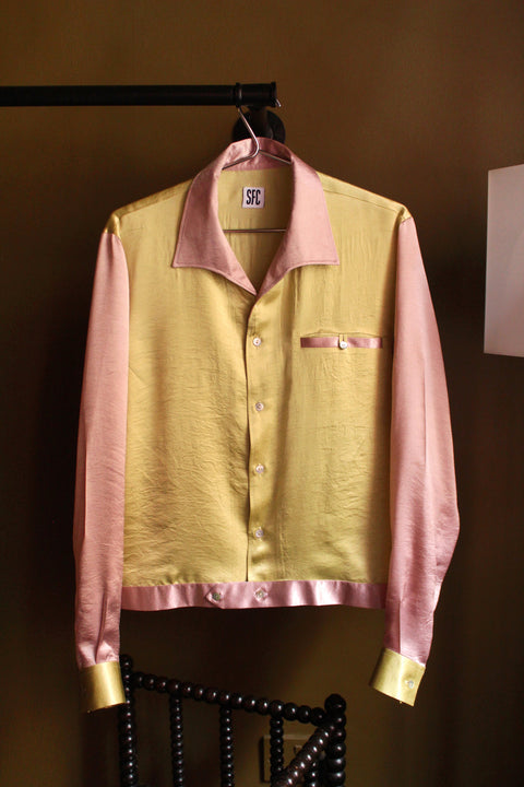 Yellow and pink crushed satin Jac shirt