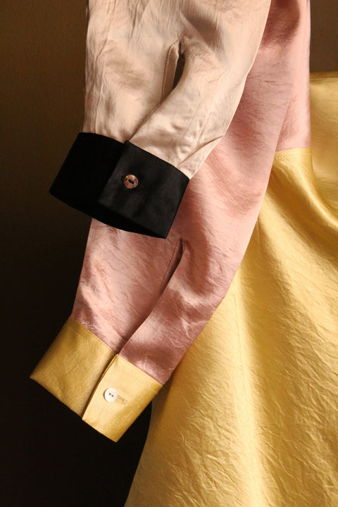 Yellow and pink crushed satin Jac shirt