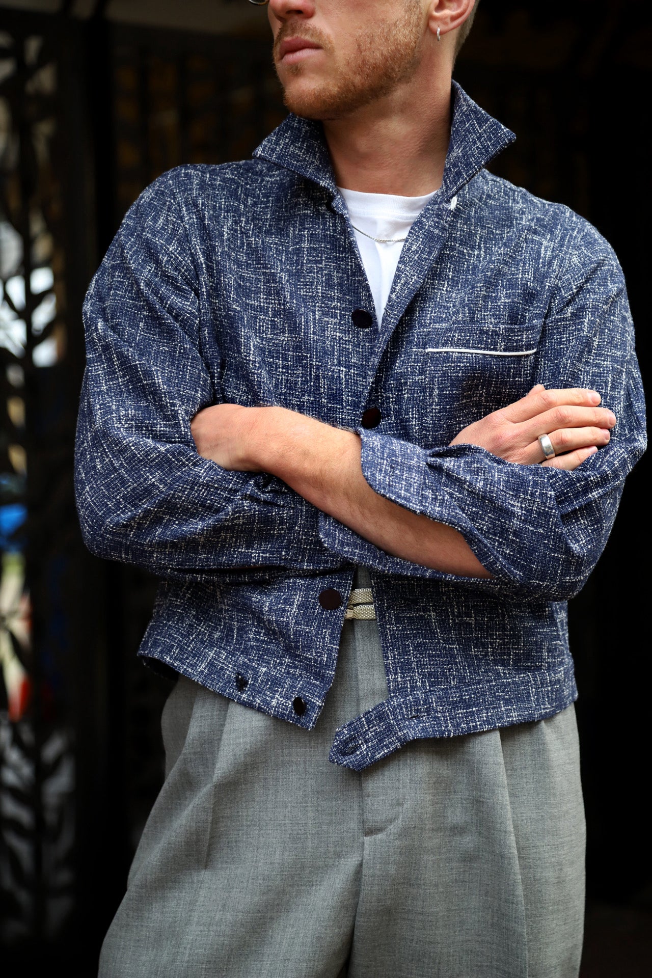 【本日限定価格】roughlow cocoon tweed jaket cocoon tweed jaket(navy) 8月上旬頃から発送 | roughlow