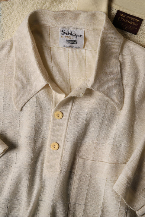 Beige textured box check polo (XS/S)