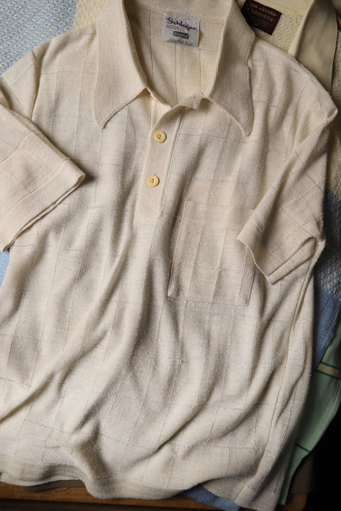 Beige textured box check polo (XS/S)