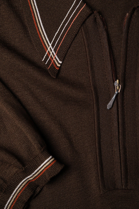 Chocolate brown knitted orange toned polo (M/L)
