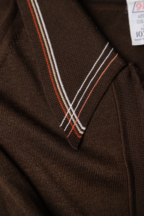 Chocolate brown knitted orange toned polo (M/L)