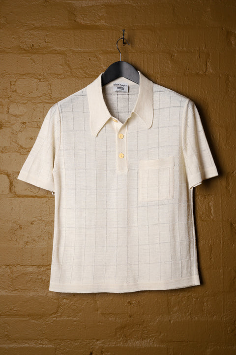 Beige textured box check polo (XS/S)