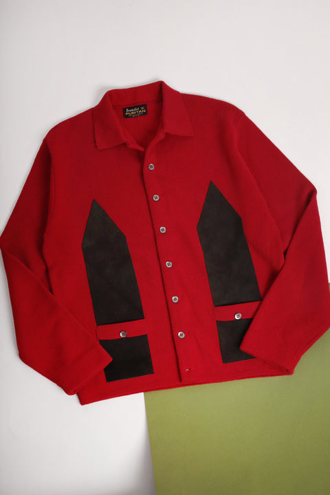 Red knit shirt with faux suede panels (1960)