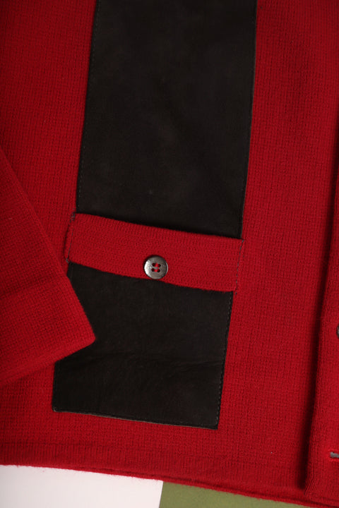 Red knit shirt with faux suede panels (1960)