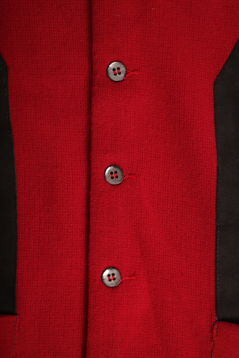 Red knit shirt with faux suede panels (1960)