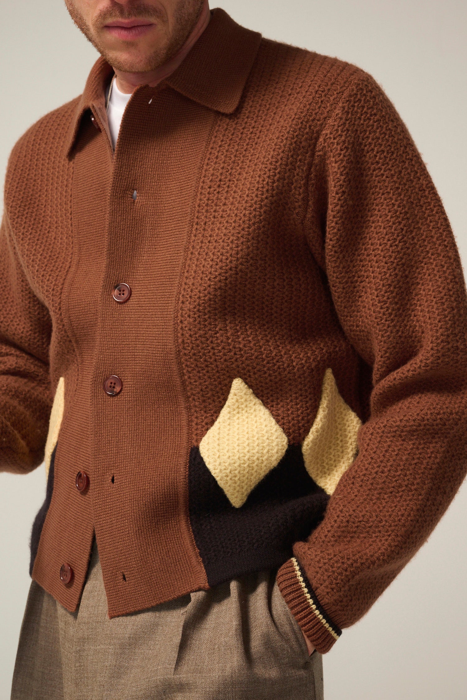 Diamond panel knit