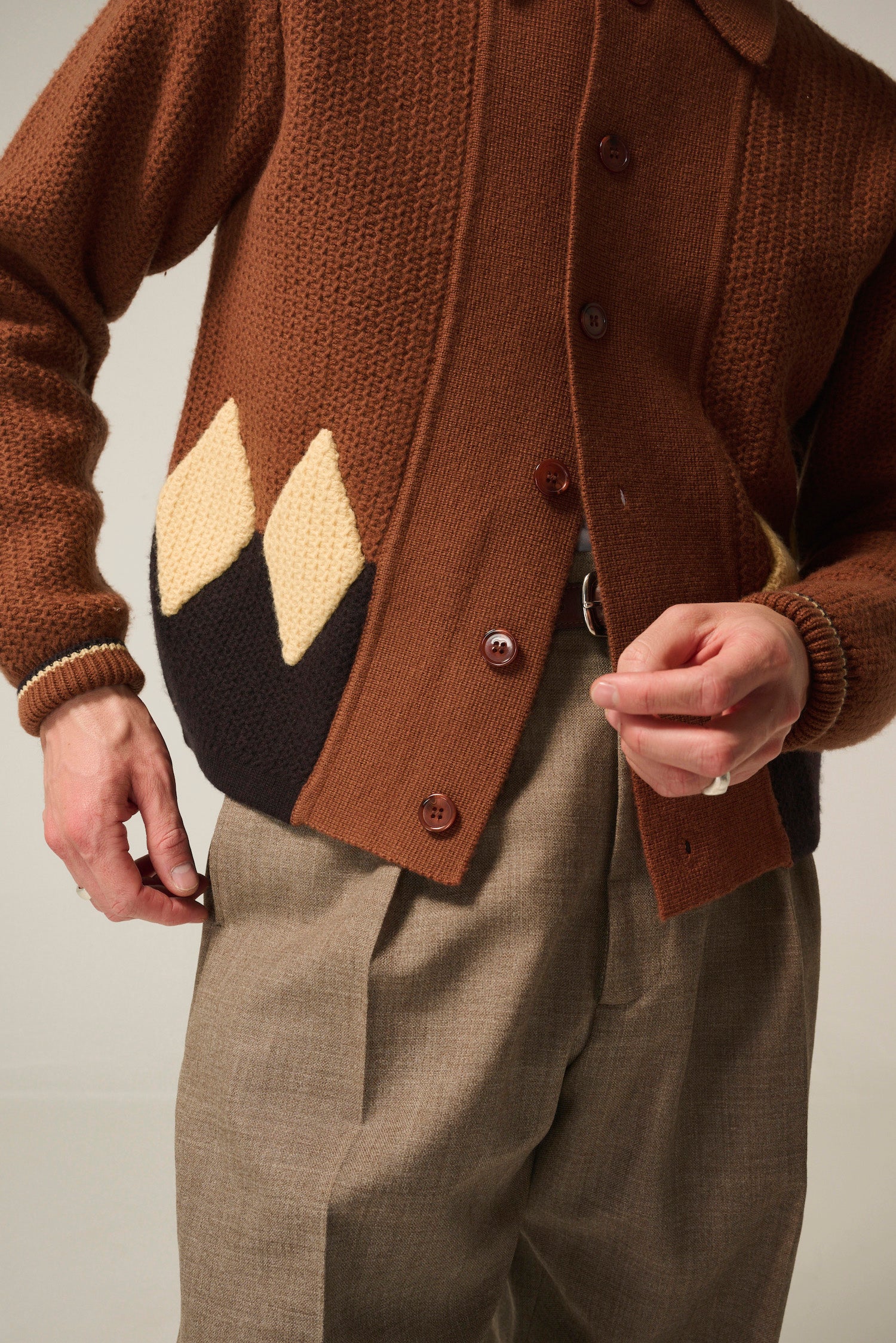 Diamond panel knit