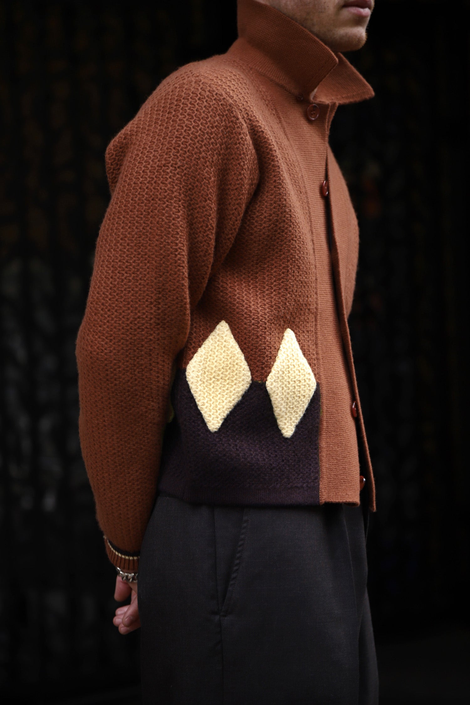Diamond panel knit