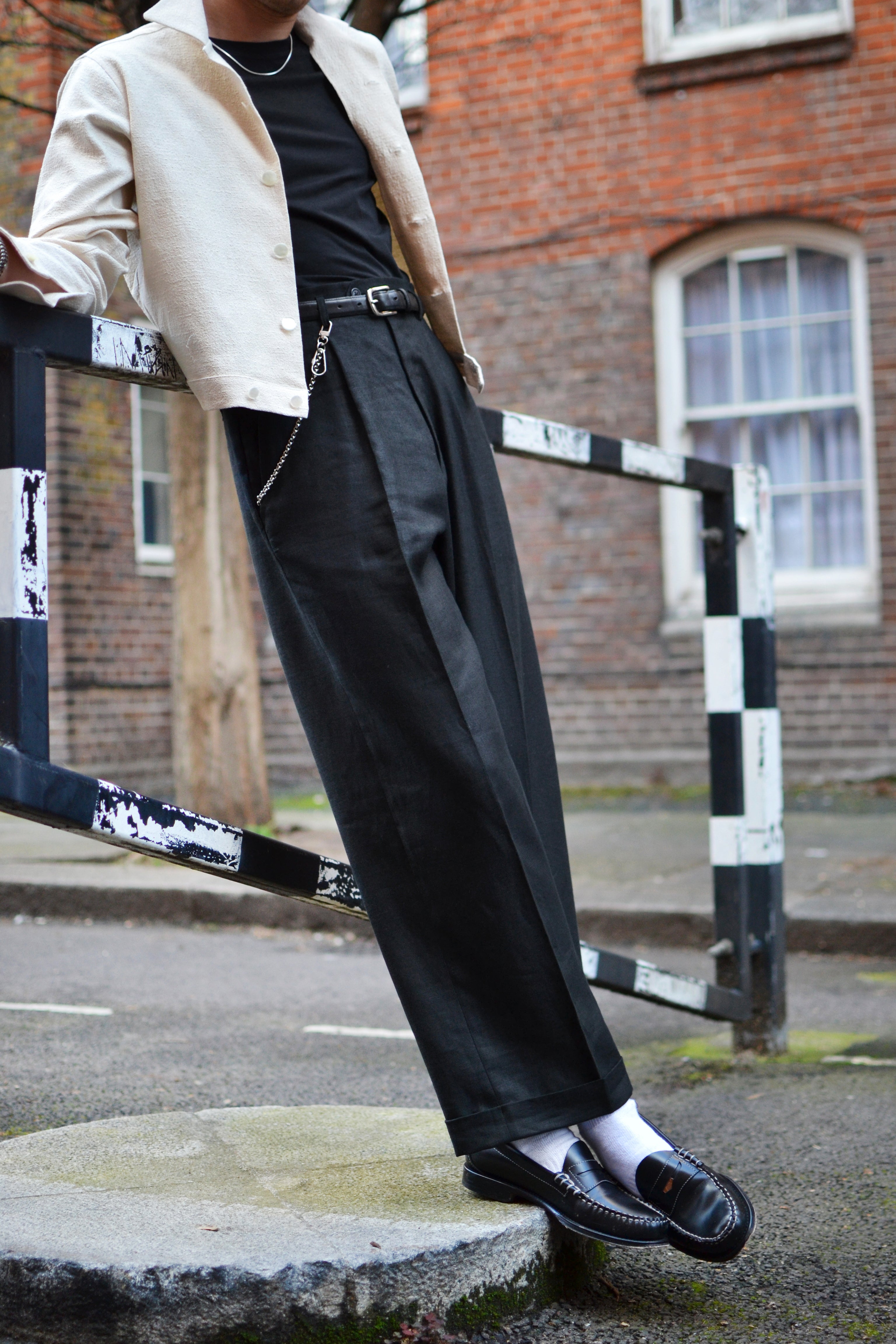 Wide black clearance trousers