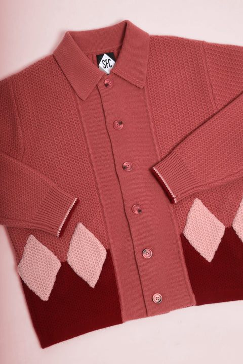 Rhubarb diamond panel knit