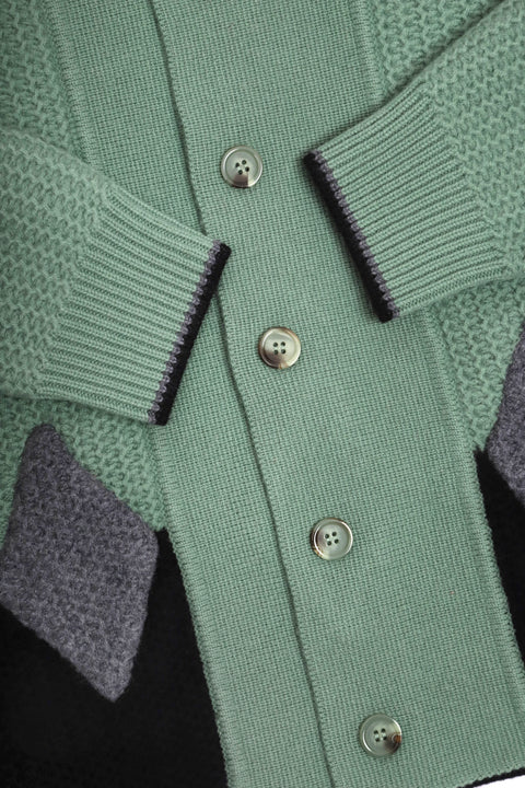 Sage green diamond panel knit