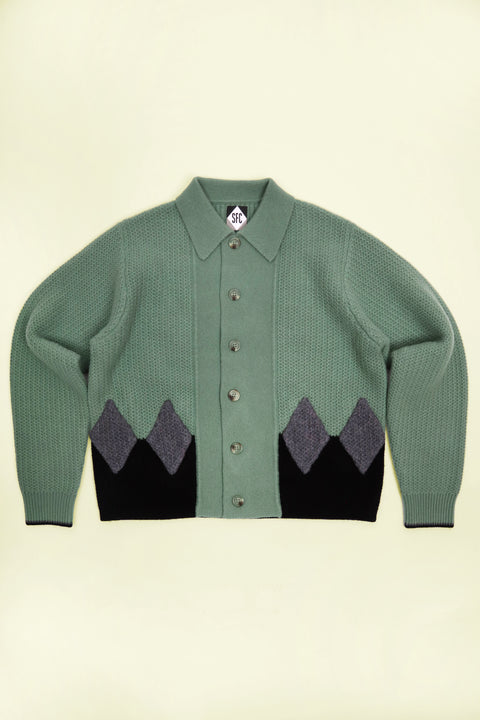 Sage green diamond panel knit