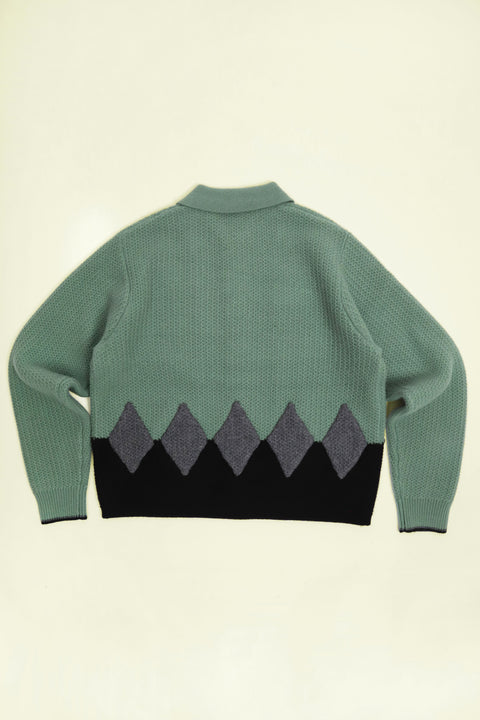 Sage green diamond panel knit