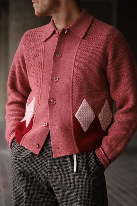 Rhubarb diamond panel knit