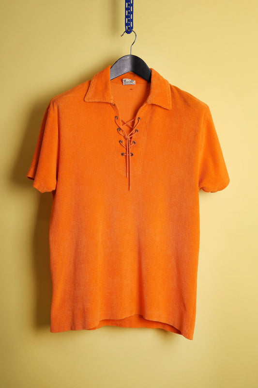 Lace-up Terry Polo Shirt