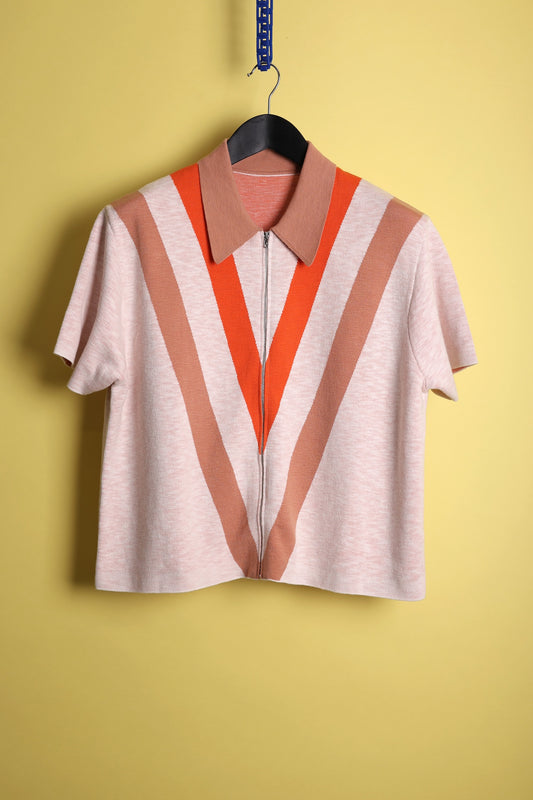 SFC V-Stripe Zip-Up Knit Shirt
