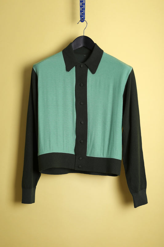 SFC Tonal Green Textured Front Panel Knit