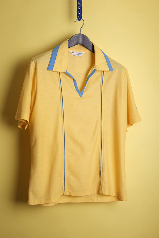 Tonal stripe yellow polo shirt