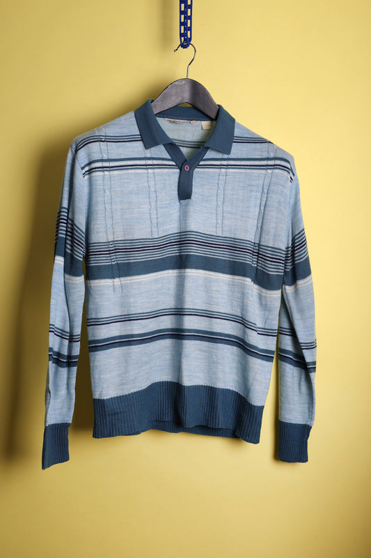 Mongomery Ward Blue Stripe Polo Shirt